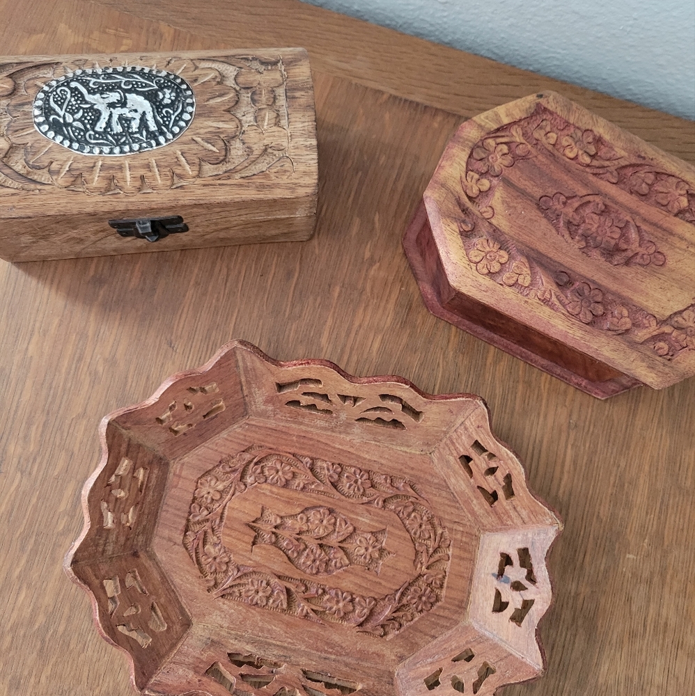 Set of wood decor - carved
